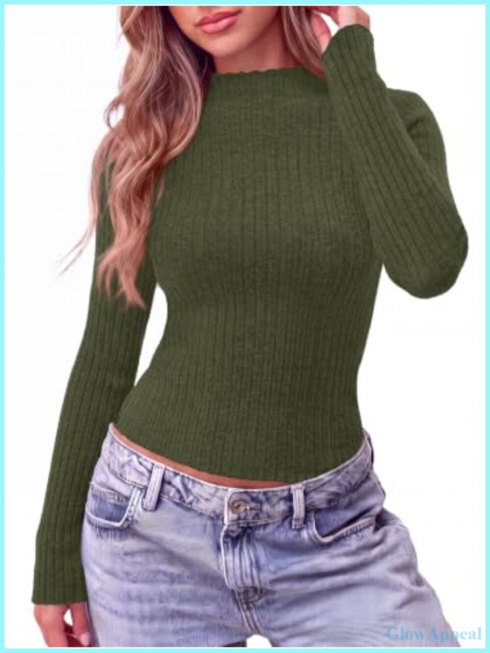 PRETTYGARDEN Womens Lightweight Mock Neck Lettuce Trim Slim Fit Long Sleeve